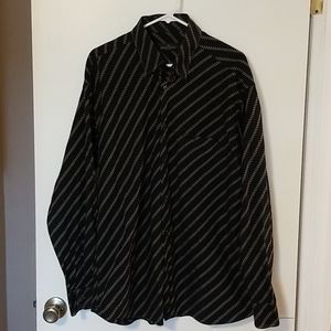 Bugatchi Uomo Black Tan Diagonal Striped Shirt